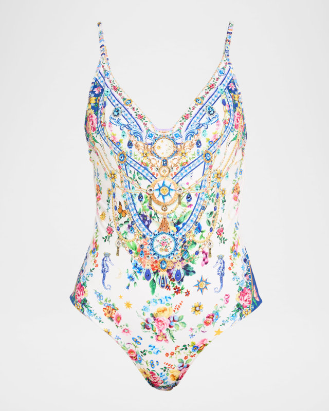 Tiles Darls Wired V-Neck One-Piece Swimsuit
